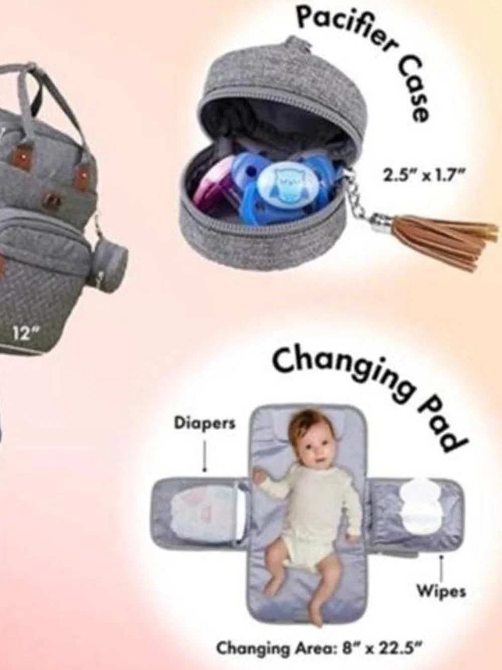 Luxury Unisex Diaper Bag Dikaslon Multiple Pocket Changing Pad Pacifier Case NWT